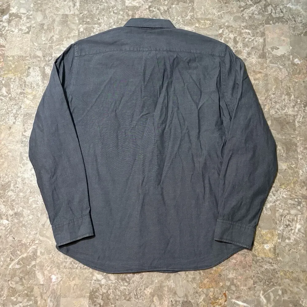 J Crew Shirt Mens Large Grey Sunwashed Oxford Woven Long Sleeve Button OCBD